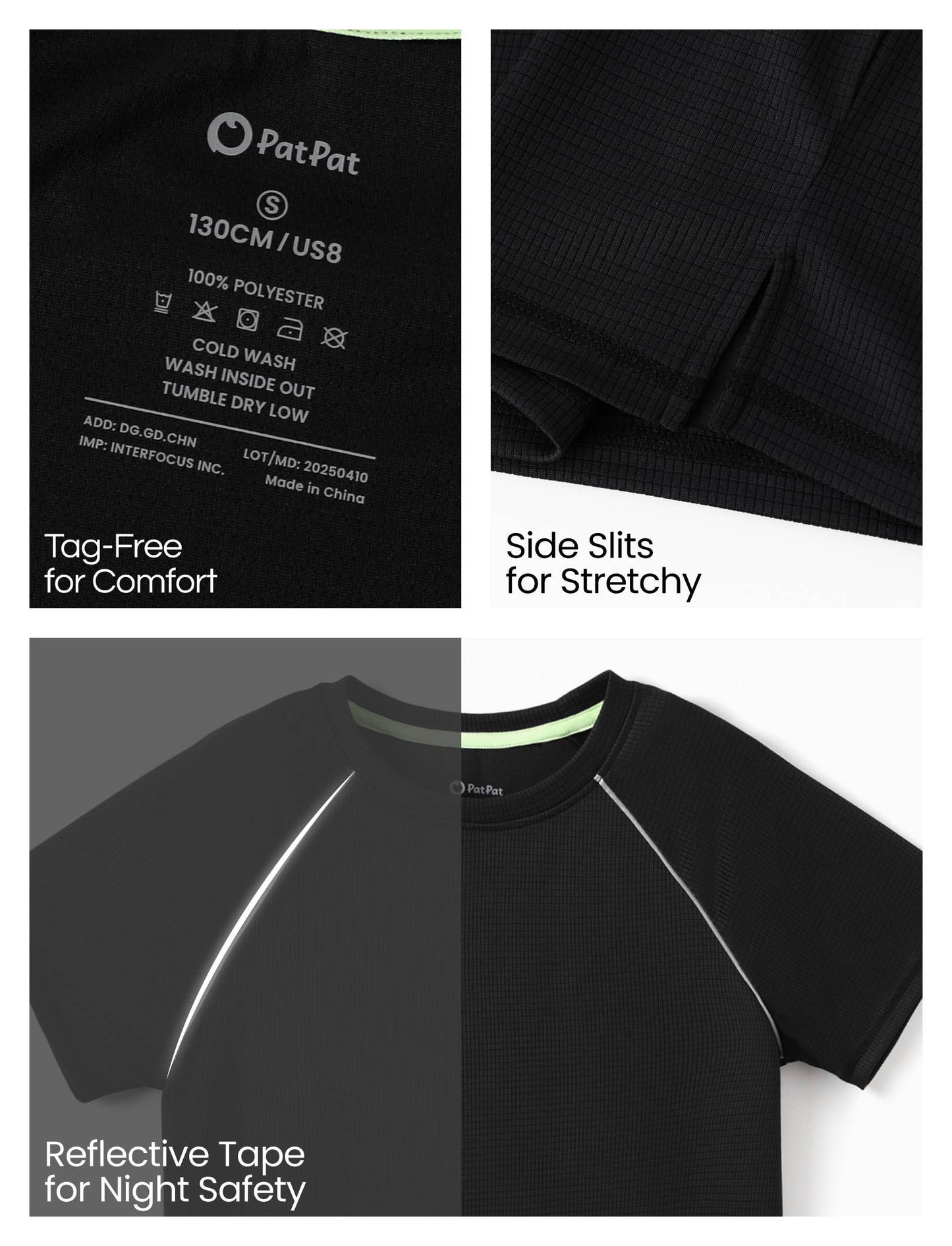 PatPat Lightflow™ Kids Boys Air-Grid Breathable Athletic T-Shirt