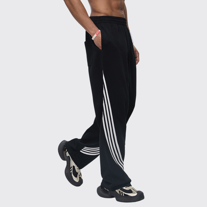 Men's Color Block Elastic Drawstring Cuff Wide Leg Pants