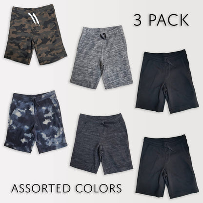 I-Wear Brands 3 Pack Boy's Fleece Jogger Drawstring Sport Shorts: Pack = 3 Shorts / X-Large