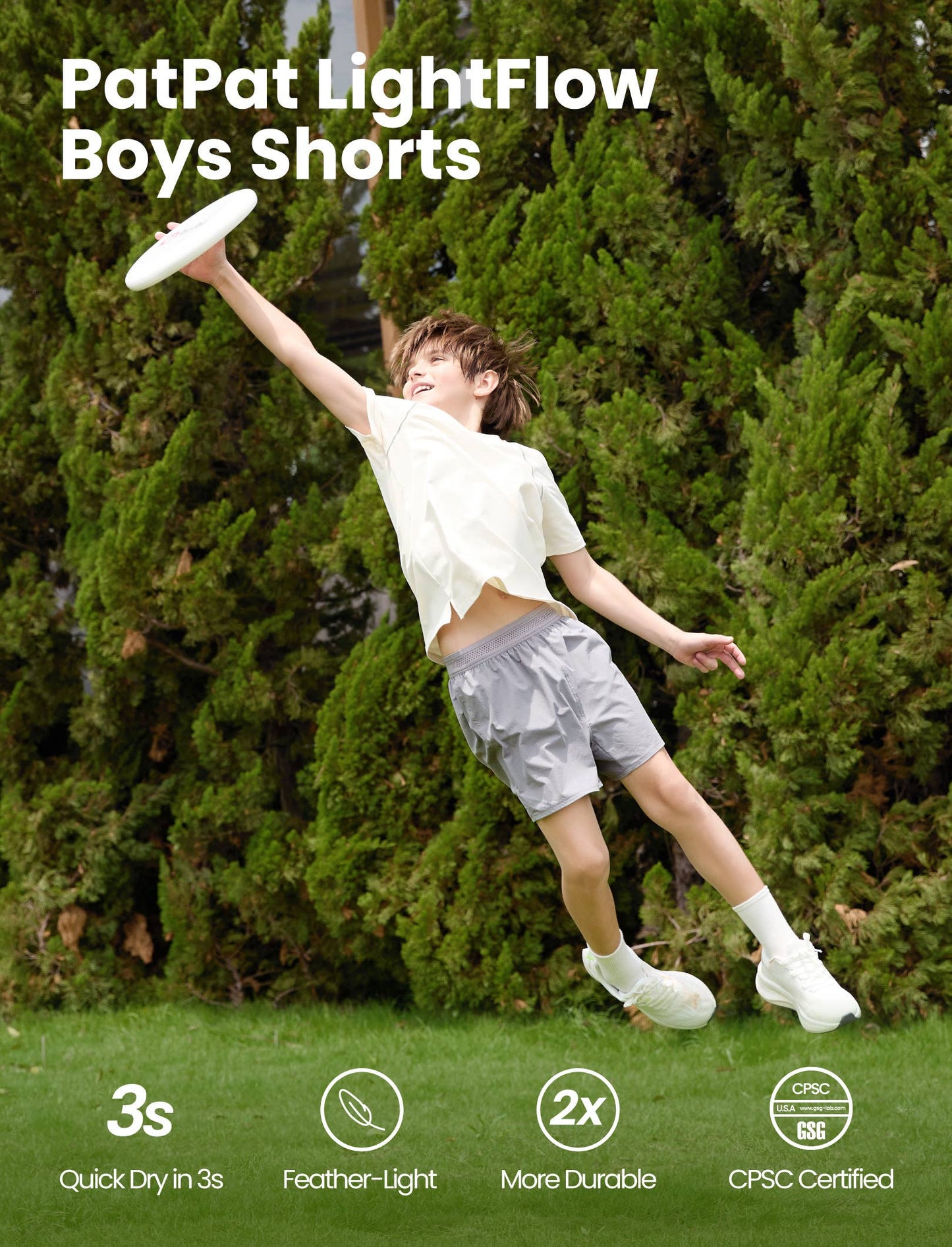 PatPat Lightflow™ Kids Boys Ultra-Light Quick-Dry Athletic Shorts