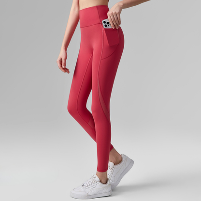 Soldalemon Women's Mesh-Panel High-Waisted Leggings with Side Pockets