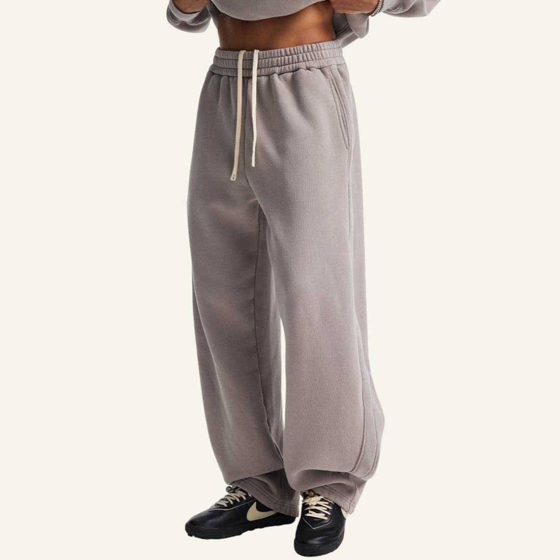 Men's Streetwear Distressed Curved-Blade Sweatpants