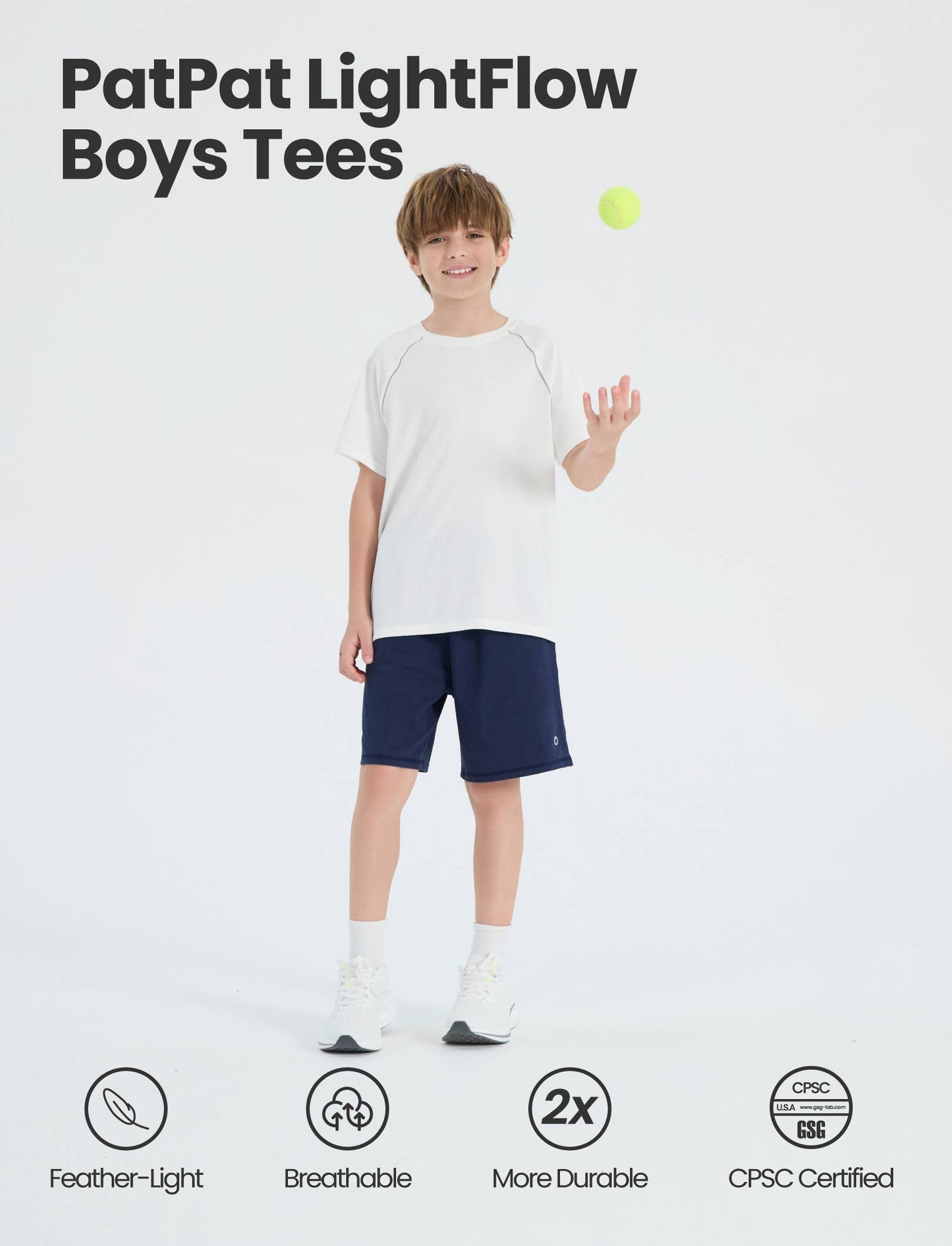 PatPat Lightflow™ Kids Boys Air-Grid Breathable Athletic T-Shirt