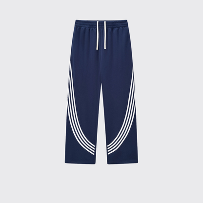 Men's Color Block Elastic Drawstring Cuff Wide Leg Pants