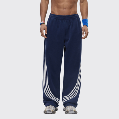 Men's Color Block Elastic Drawstring Cuff Wide Leg Pants